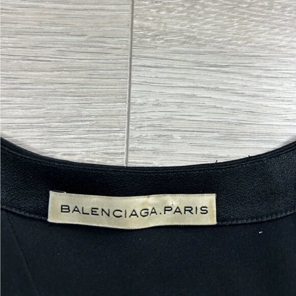 Balenciaga Black 2008 Short Sleeve V-neck Shift Mini Dress - Picture 6 of 14